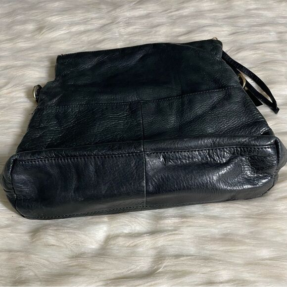 Margot Greta Leather Double Zip Flap Crossbody in Black - Picture 3 of 10